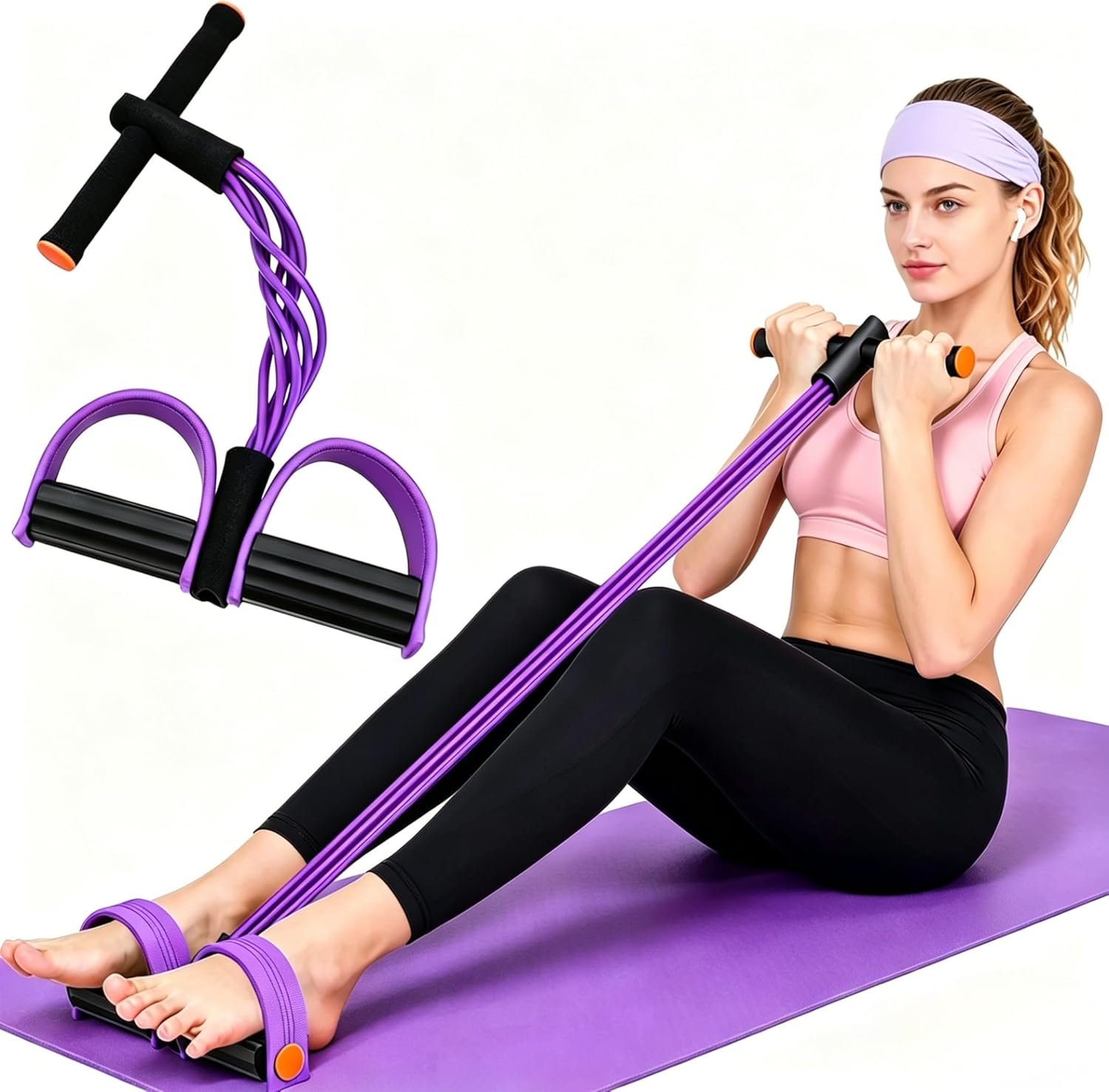SUJEB Pedal Exercise Resistance Bands Puller with Handles – 6-Tube Natural Latex Elastic Tension Rope Equipment for Fitness Pilates Stretching Slimming Workout