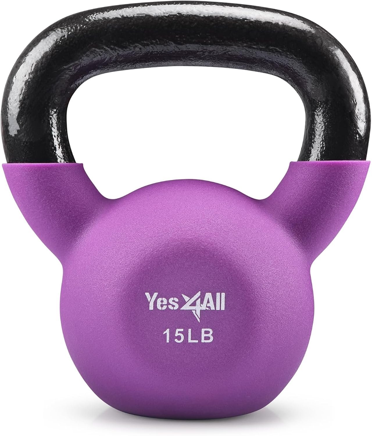 Yes4All Kettlebell, 5-65 LB Neoprene Coated Cast Iron Kettlebells, Wide Grip Handle & Flat Bottom for Swings, Squats, Deadlifts, Push Ups & Full Body Training at Home Gym – Single & Set