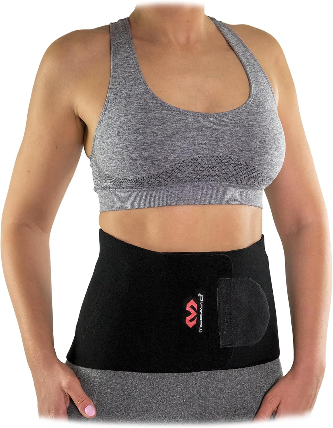 McDavid Sweat Band & Waist Trimmer Belt for Women, Back Support, Improves Posture During Workouts, Waist Trainer For Women, Black, Women’s – One Size