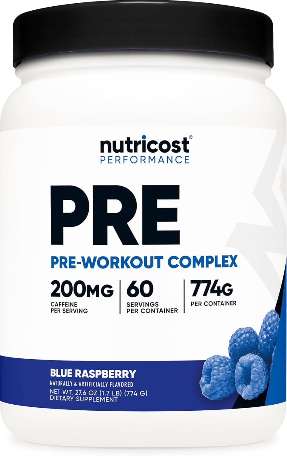 Nutricost Pre-Workout Complex Powder (60 Servings, Blue Raspberry) – Pre-Workout Supplement with Beta-Alanine, Taurine & Amino Acids