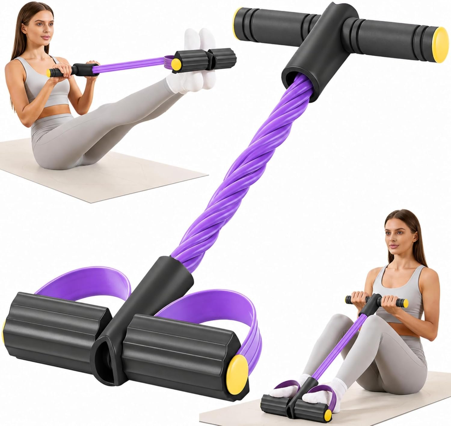 Upgraded Pedal Resistance Band with Handle, Soft Durable Fashion Puller Exercise with Thickened 6 Tension Ropes, Tube Pedal Resistance Device for Abdomen, Waist, Arm, Leg, Core/ABS