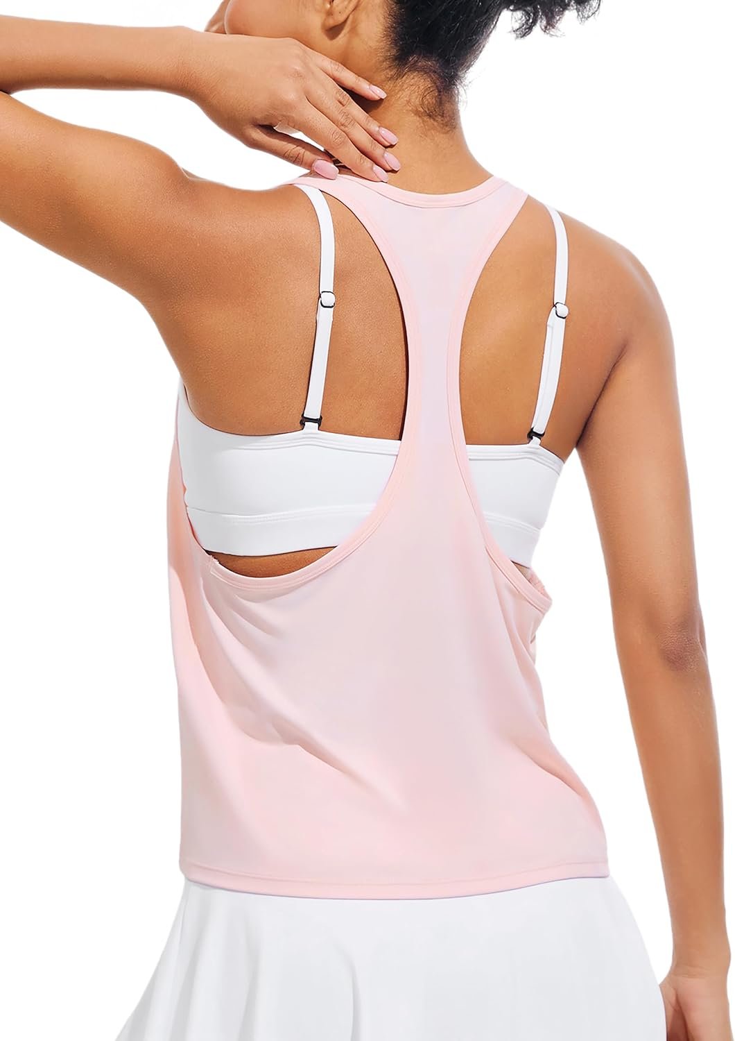 JOYSPELS Ice Silk Workout Tank Tops for Women Quick Dry Sleeveless Loose Fit Narrow Racerback Athletic Running Shirts
