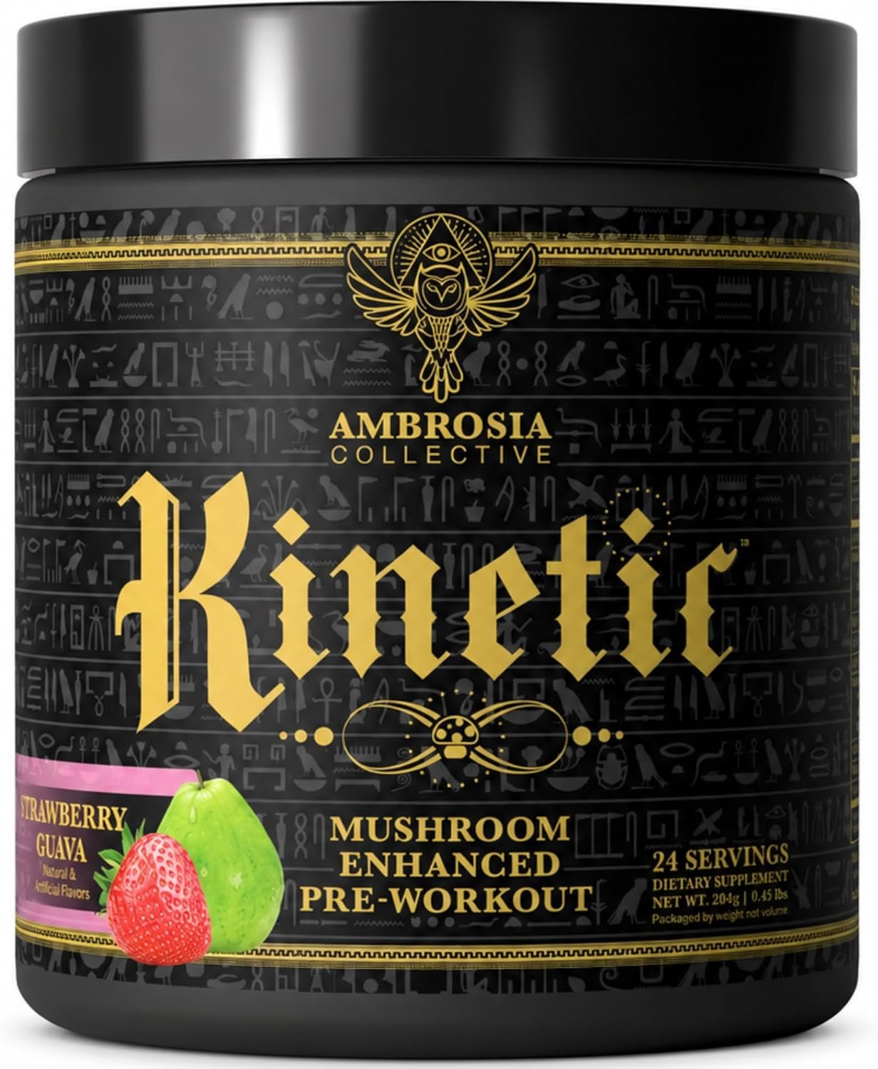 Ambrosia Organic Mushroom Pre Workout Powder with Creatine 3g | Lion’s Mane, Cordyceps & Reishi | Clean Pre Workout | Mushroom Energy & Focus | 24 Servings | Strawberry Guava