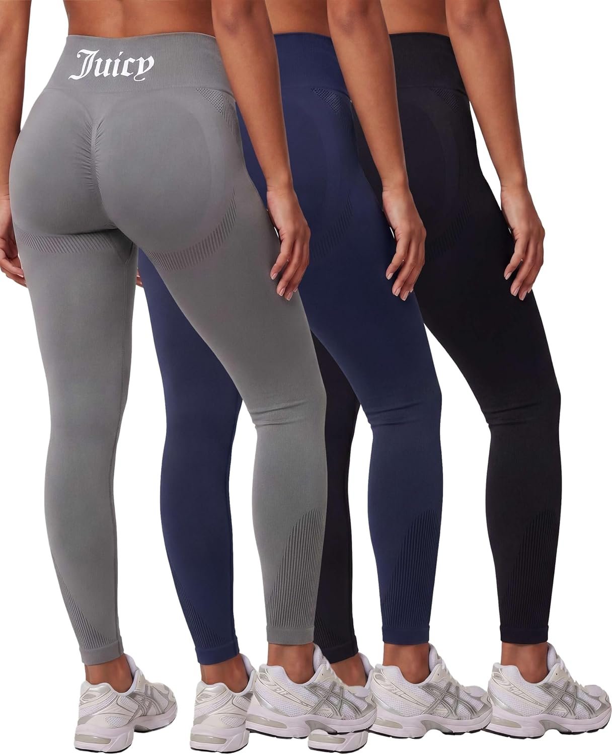 Juicy Couture Women’s Seamless Leggings Yoga Pants Tummy Control High Waisted Running Gym Workout Athletic Pilates Soft