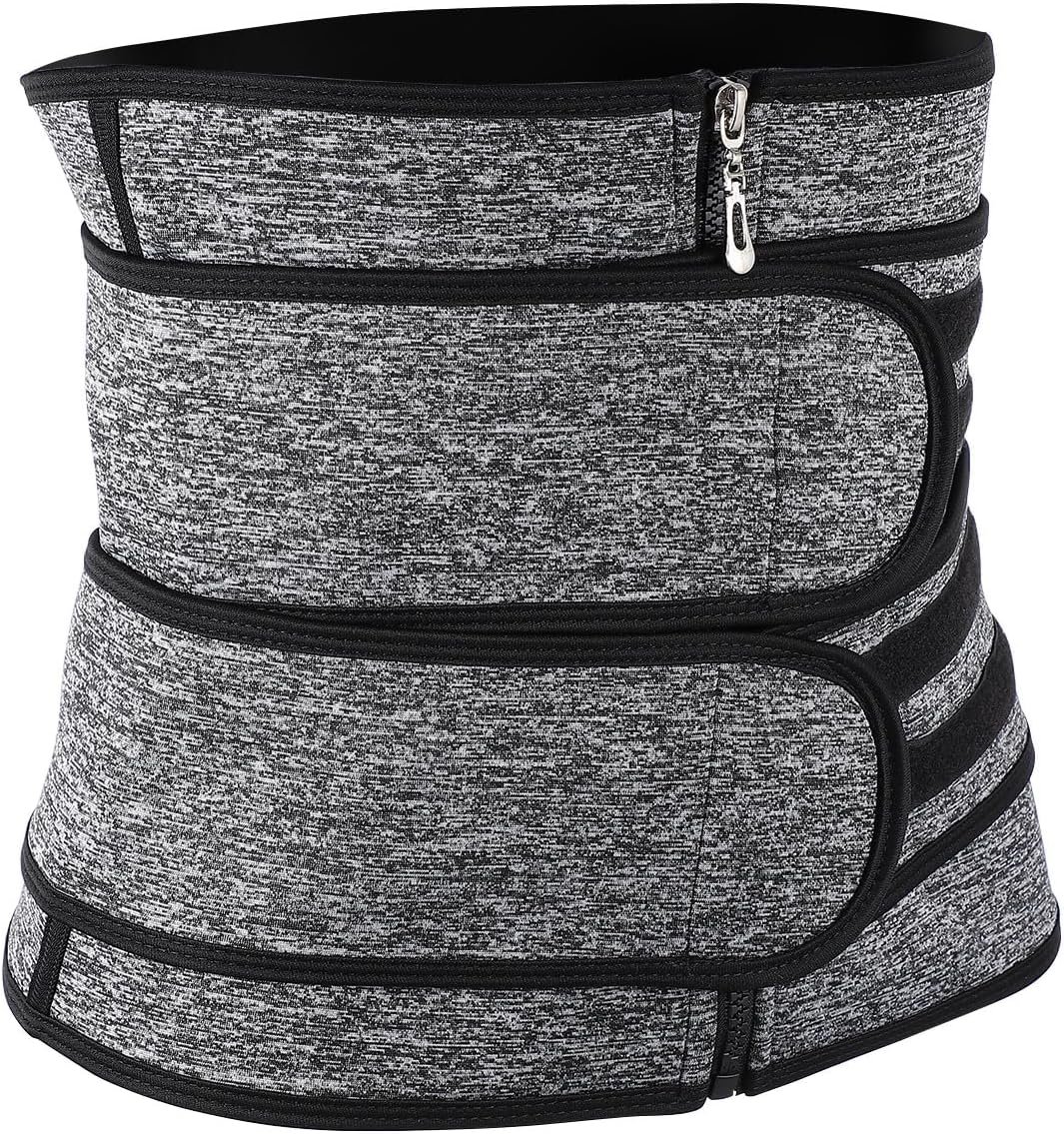 BESPORTBLE Adjustable Gray Waist Support Zipper, Breathable Fitness Waistband for Women, Double Waist Support Belt for Sports and Weight Loss