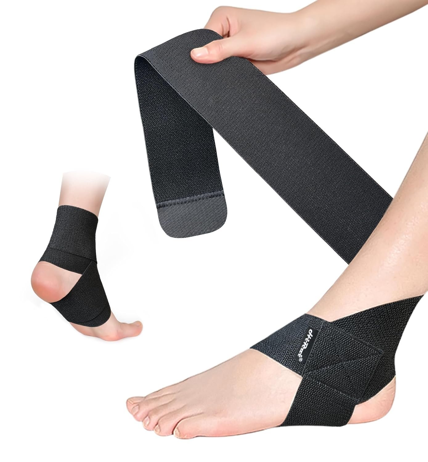 HiRui Ankle Support Brace for Men & Women, Adjustable Compression Strap for Sprains, Plantar Fasciitis, Achilles Tendonitis, Running, Workout, Sports – Fits Left & Right Foot (1, Black, Medium)
