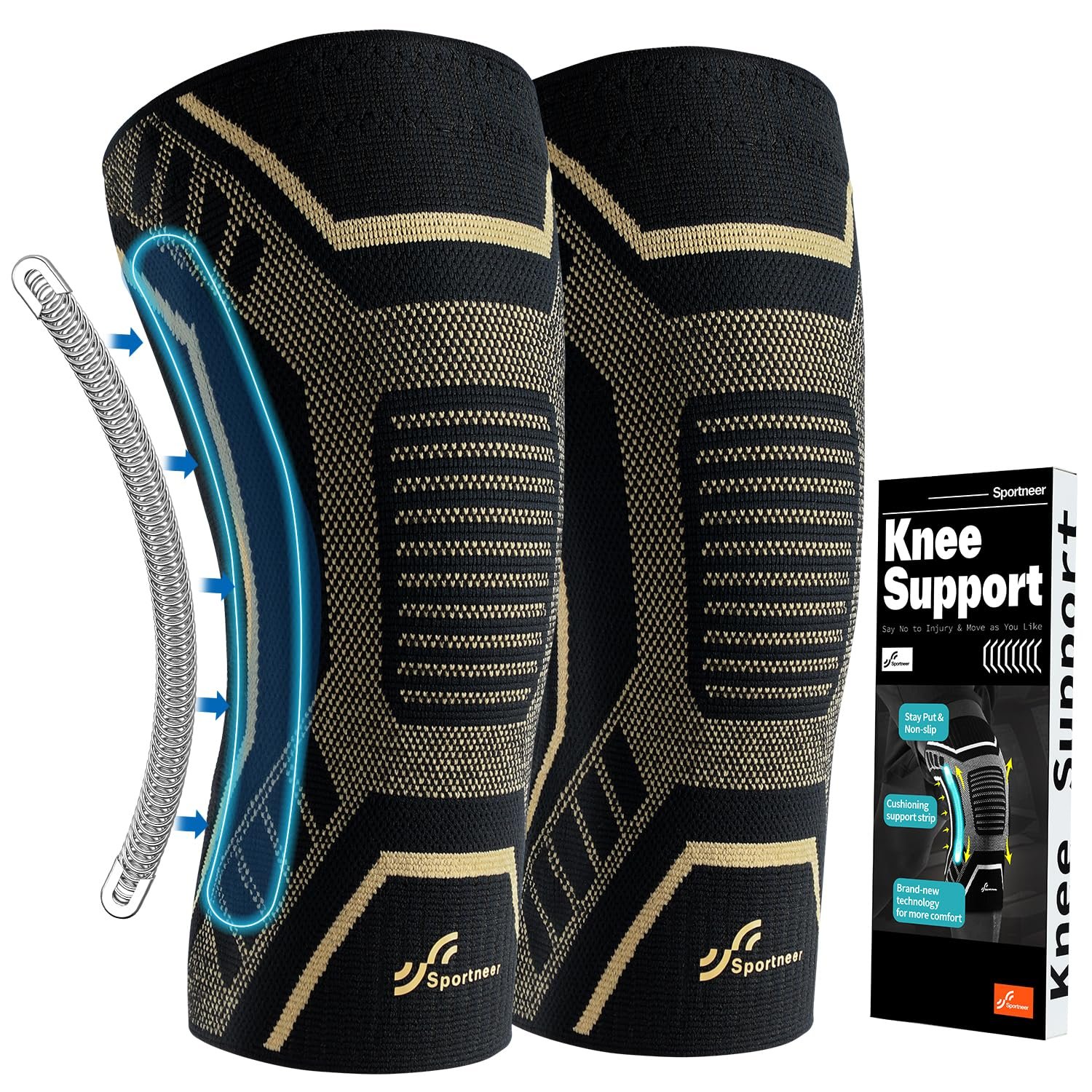 Copper Knee Brace for Men & Women – Knee Compression Sleeve with Side Stabilizers – Knee Support for Running, Hiking, Walking, Basketball, Volleyball, Meniscus Tear, ACL, Arthritis Knee Pain Relief