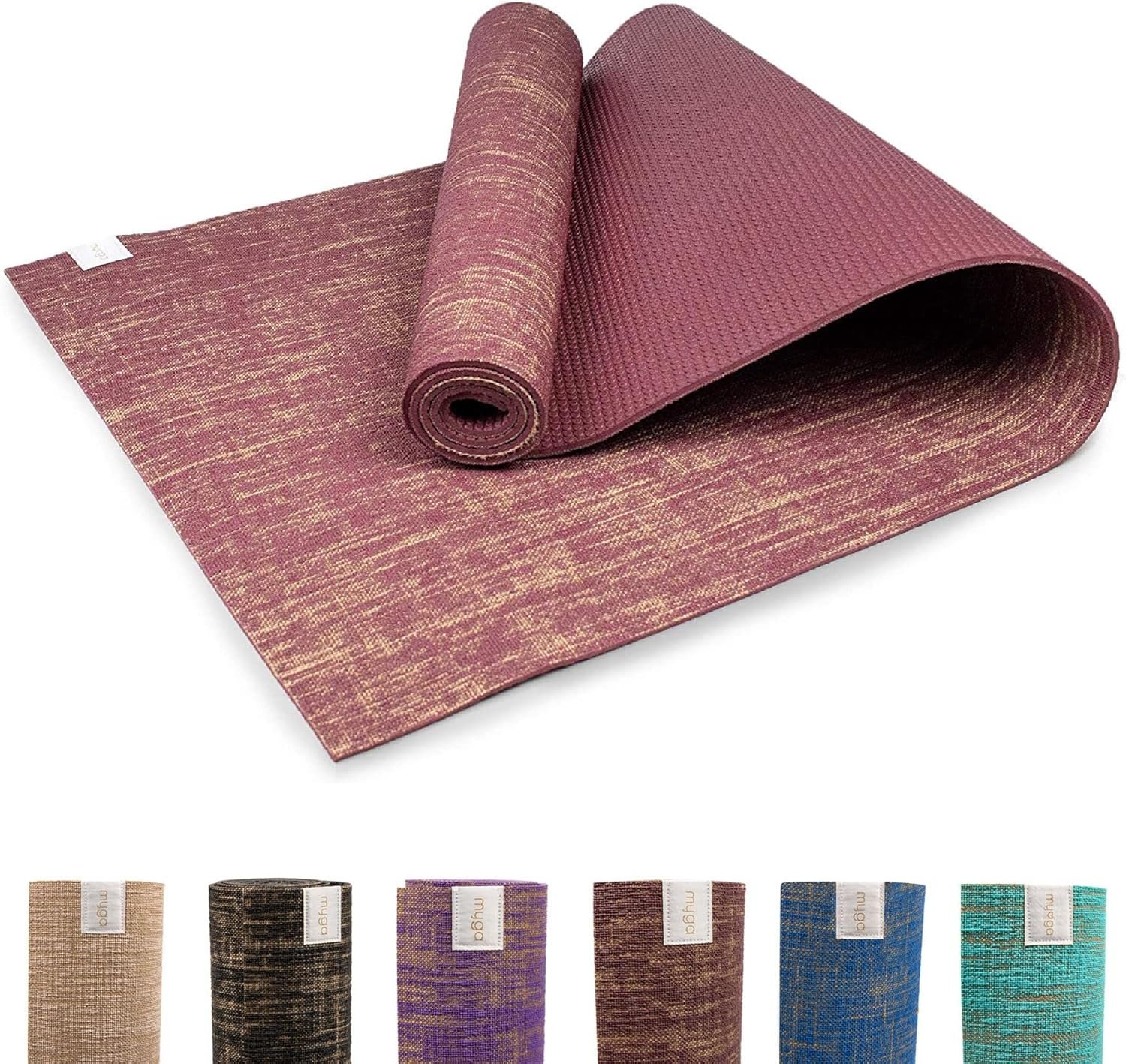 Myga Jute Yoga Mat, High Performance Vegan Floor Exercise Mat, Eco Friendly Biodegradable Yoga Mat with PVC Backing,72″ x 24″, 0.2″ Thickness