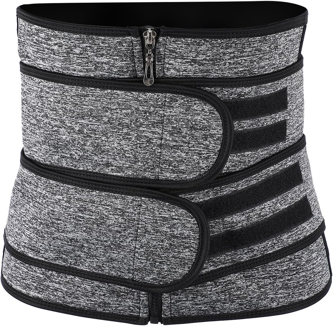 Adjustable Zipper Waist Support Belt for Women Breathable Sports Waist Trainer with Double Staylace for Exercise and Lumbar Support Dark Grey