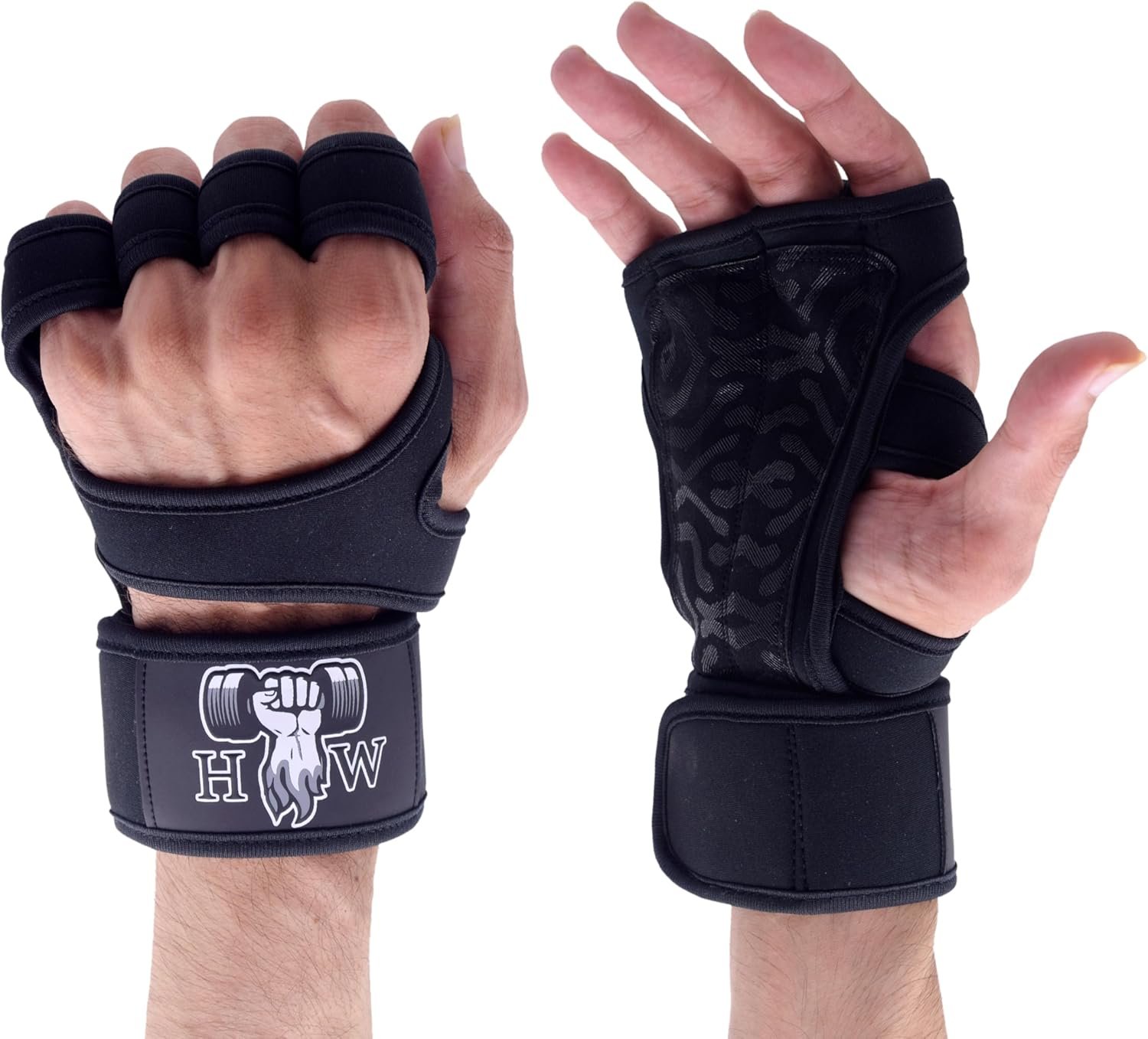 HW Weight Lifting Gloves for Men & Women – Gym Workout Gloves with Wrist Support, Full Palm Protection & Grip – Breathable Gloves for Crossfit, Training, Fitness & Strength Workouts