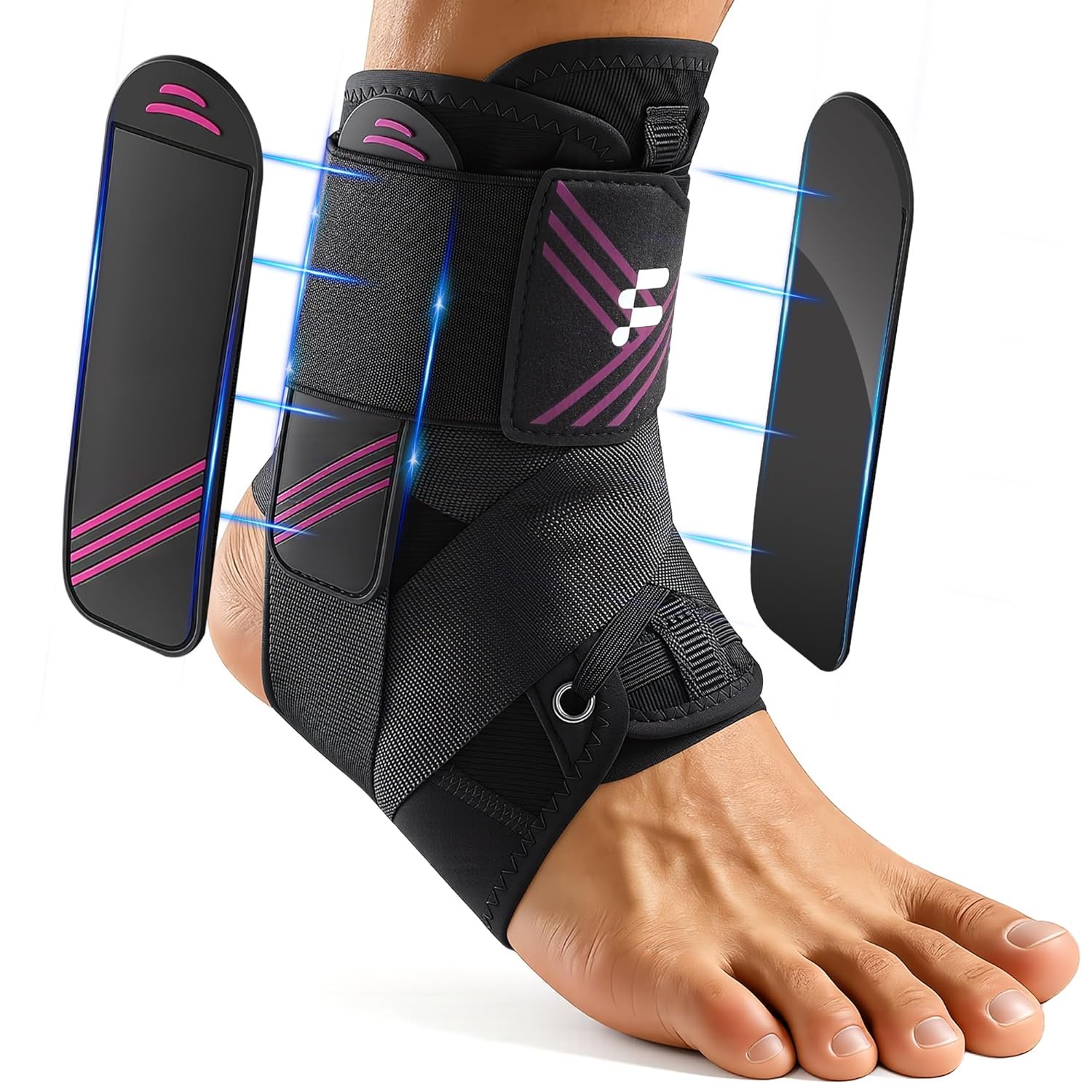 1.5mm Ultra Thin Ankle Brace for Women Men, Lightweight Breathable & Adjustable Figure-8 Support for Flexible Stability, Fits in ALL Types of Shoes for Sports, Work & Daily Relief, M