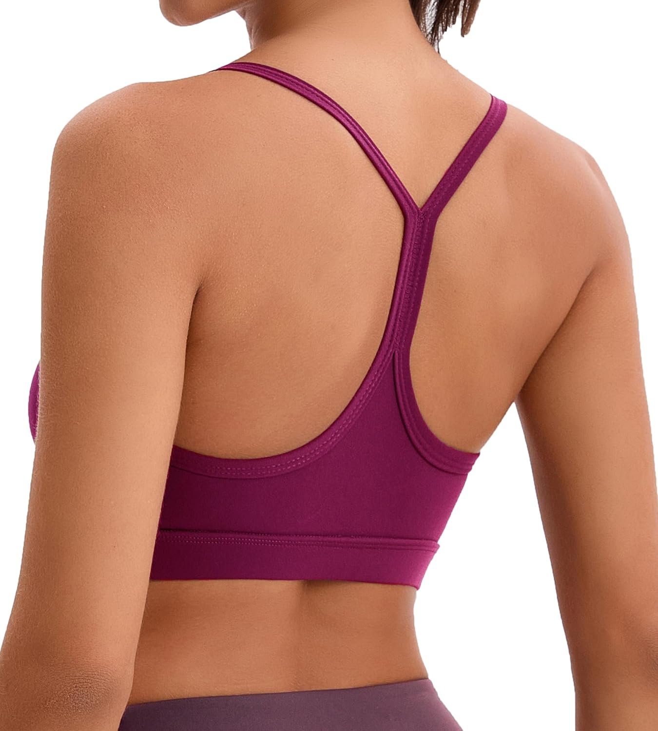 Oalka Womens Y Back Sports Bra Light Support Yoga Bras Removable Pads Strap Racerback Workout Tank Tops