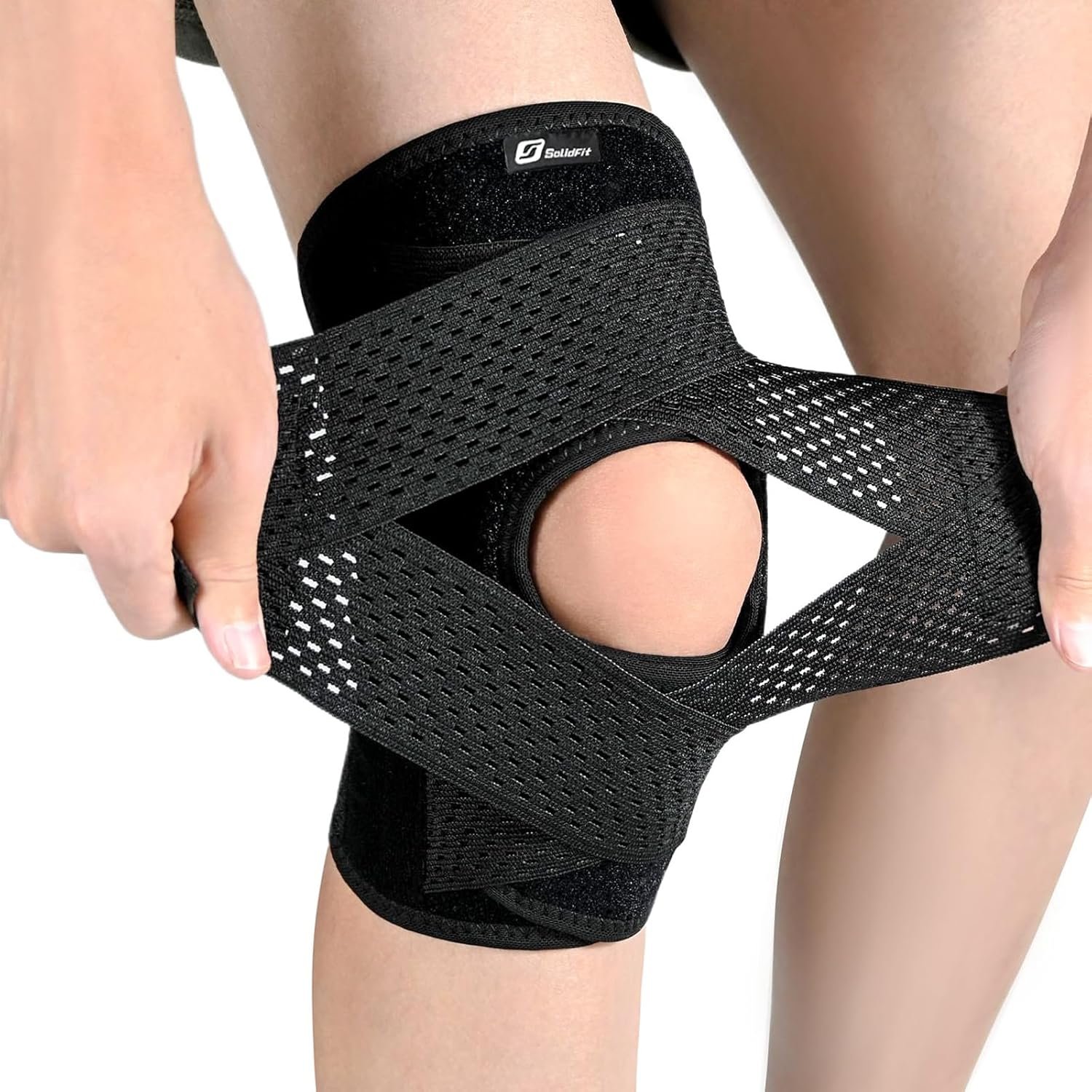 Knee Brace with Side Stabilizers for Meniscus Tear, Adjustable Knee Wrap for Pain Relief, Breathable Compression Knee Support for Knee Pain, ACL, MCL, Arthritis, Sports, Women&Men (Black, Medium)