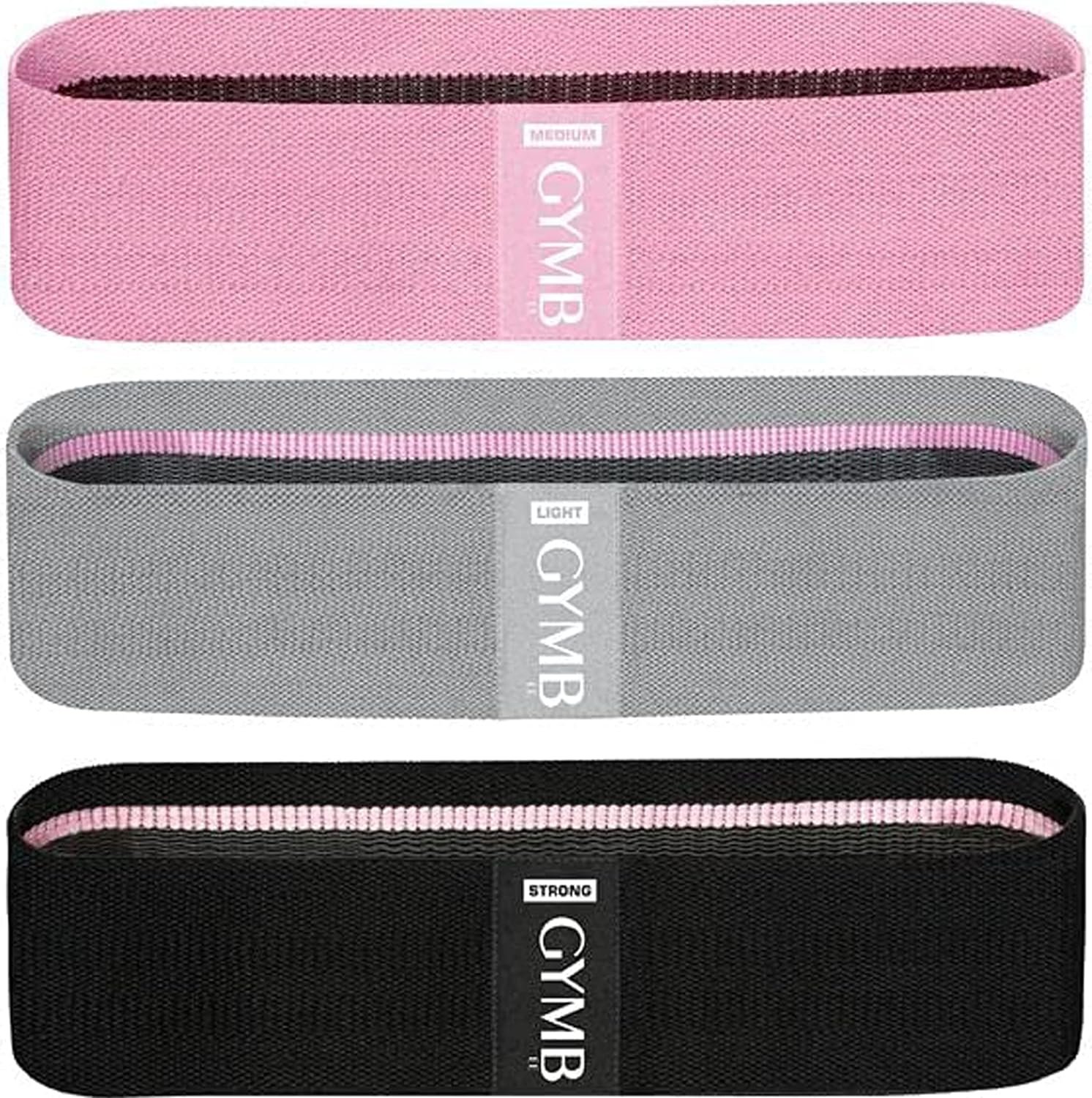Gymbee Premium Resistance Bands for Working Out – Exercise Bands to Workout Glutes, Thighs & Legs – No Slip Cloth Booty Bands for Gym & Home Fitness, Yoga, Strength & Pilates for Men/Women – 3 Levels