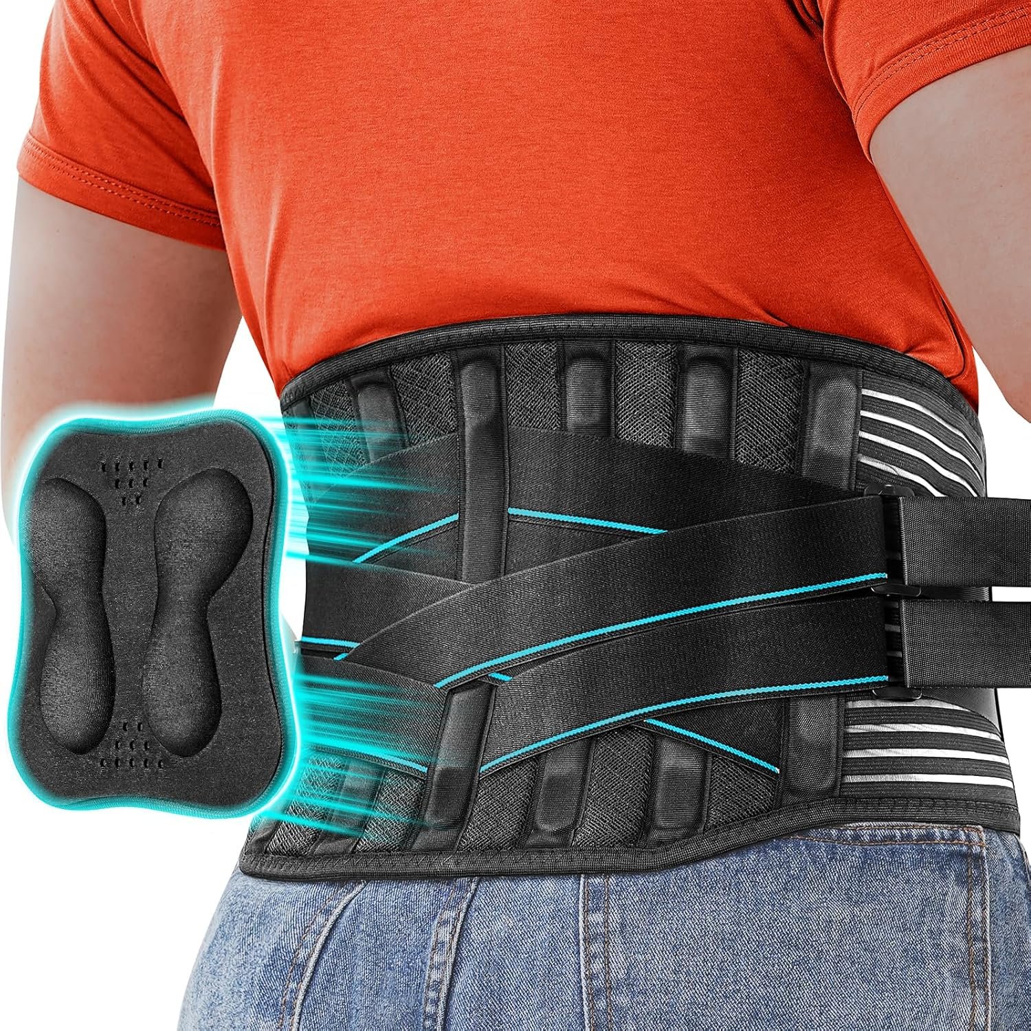 Back Brace for Lower Back Pain Men Women with 9X Strong Support, Idea for Long Time Standing & Sitting Work, Durable Back Support Belt with 3D Lumbar Pad for Sciatica, Herniated Disc, XL