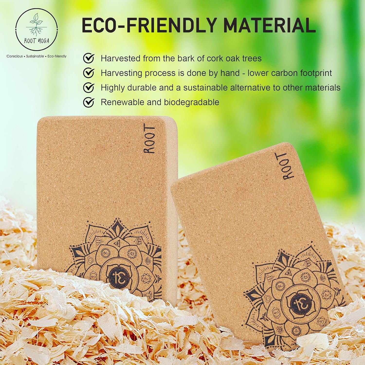 Ultimate Eco-Friendly Yoga Blocks | Premium Portuguese Cork Bricks | Set of One or Two Cork Yoga Blocks | 2 pack or Single Block | High Density, Non-Slip, Natural Material | Great for Travel | Moisture-Proof | Better Support, Balance & Comfort | Ideal for Yoga, Pilates and Stretching